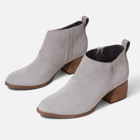Toms Leilani Suede Ankle Boots in Drizzle Grey - Picture 1 of 9